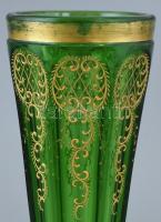 Ezüst (Ag) talpú biedermeier üveg váza, kopott, m:24cm, jelzett