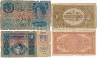1913-1920. 8 db-os korona bankjegy tétel, közte 1913. 20K és 1920. 2K "2ab006 * 953164" cs...