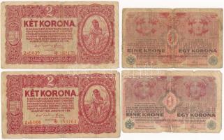 1913-1920. 8 db-os korona bankjegy tétel, közte 1913. 20K és 1920. 2K "2ab006 * 953164" cs...