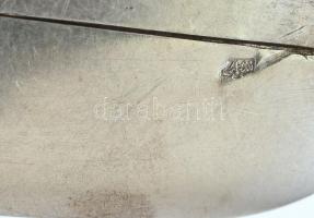 Ezüst (Ag) szecessziós gyufatartó, gránátokkal ékítve, 1db gránát hiány, jelzett, 5,5x5cm, bruttó: 2...