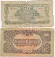 1944. 1P-100P "Vöröshadsereg" (5xklf) + 1946. 10.000AP + 500.000AP T:III,III- közte: anyag...