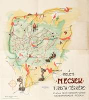 1939 A Keleti-Mecsek turista térképe, kiadja: Pécs Szabad Királyi Város Idegenforgalmi Irodája, két apró lyukkal, 35×31 cm