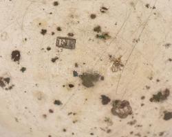 Ezüst (Ag) fűszertartó, üveg betéttel, apró lepattanások, kopott, jelzett, d:6cm, nettó:36g