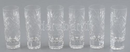 Ólomkristály likőrős pohár (6 db), csiszolt, hibátlan, m: 8,5 cm