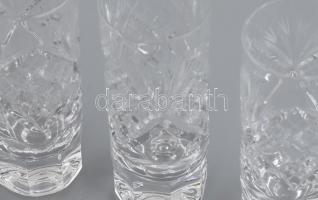 Ólomkristály likőrős pohár (6 db), csiszolt, hibátlan, m: 8,5 cm