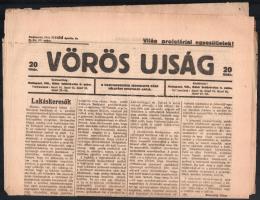 1919 Vörös Újság II. évf. 57. sz., 1919. ápr. 15., a Magyar Tanácsköztársaság idejéből, sérült, 8 p.