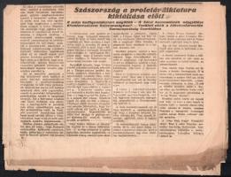 1919 Vörös Újság II. évf. 57. sz., 1919. ápr. 15., a Magyar Tanácsköztársaság idejéből, sérült, 8 p