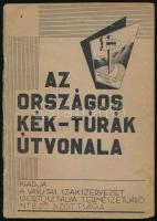 1959 Az Országos Kék-túrák útvonala. Összeáll.: Sütő-Nagy Attila. Kézirat gyanánt. Bp., Vasutas Szakszervezet Sportosztálya Természetjáró Intéző Bizottsága. Tűzött papírkötés, kissé sérült, helyenként kissé foltos. Az Országos Kék-túra útvonalának végigjárását igazoló bélyegzésekkel, bejegyzésekkel.