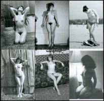 Vegyes összeállítás szolidan erotikus fotókból, különböző időpontokban készült felvételek, 11 db mai nagyítás, 15x10 cm