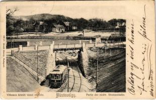 1906 Budapest II. Hűvösvölgy, villamos közúti vasút része, híd. Divald Károly 306.