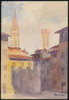 Adámi Sándor (1912 k.-1991): Városrészlet, 1936. Akvarell, papír, jelzett. 23×16 cm