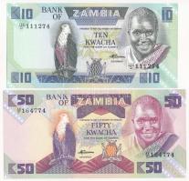 Zambia 1986-1988. 10K + 50K T:I Zambia 1986-1988. 10 Kwacha + 50 Kwacha C:UNC Krause KM#26e,#28
