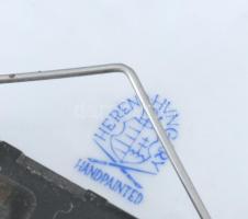 Herendi Indiai kosár mintás porcelán falióra. Kézzel festett, jelzett, hibátlan, d: 28,5 cm