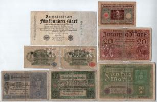 Német Birodalom 1914-1922. 8db-os bankjegytétel T:III-,IV German Empire 1914-1922. 8pcs banknote lot C:VG,G