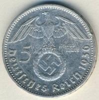 Német 3. Birodalom 1936D 5M Ag "Hindenburg" h.k.-tel T:2/3 ph