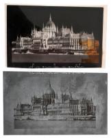 Budapest, Parlament fém nyomólemez és cromalin. 11x8 cm