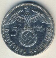 Német 3. Birodalom 1938A 5M Ag "Hindenburg" h.k.-tel T:2/3 ph