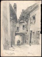Páris Erzsi (1887-?). Krems, Sängerhof, 1930. Ceruza, papír, jelzett, lap széle kissé sérült, 29,5x21,5 cm