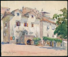 Páris Erzsi (1887-?). Valsantamarina, Olaszország, 1937. Ceruza, akvarell, papír, jelzett, 18x21 cm