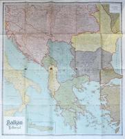 cca 1910 Balkan-Halbinsel / Balkán-félsziget nagyméretű térképe, 1 : 250.000, hajtva, szakadásokkal, 117x107 cm