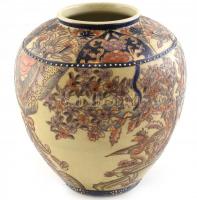 Japán szacuma váza. Kézzel festett, jelzett, hibátlan m: 23 cm