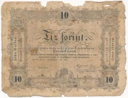 1848. 10Ft Kossuth Bankó Lu 10804 2J T:III-,IV szakadások, folt, anyaghiány Adamo G111