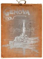 cca 1900 Genova, régi album 30 db képpel, zsinórfűzéses papírkötés, sérült, kissé foltos borítóval, 30,5x23 cm