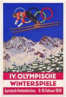 1936 Garmisch-Partenkirchen IV. Olympische Winterspiele / 1936. évi téli olimpiai játékok / Winter Olympics in Garmisch-Partenkirchen advertisement card, winter sport, ski jump. So. Stpl s: Schroffner (fl)