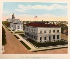 cca 1900-1910 Denver and the Mountain Parks, szecessziós album 32 db utólagosan színezett képpel, an...