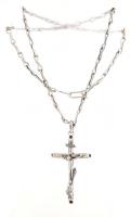 Ezüst (Ag) nyaklánc kereszt medállal, jelzett, h:54cm, nettó:22,4g