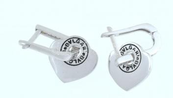 Ezüst(Ag) szívecskés fülbevalópár, Bulgari jelzéssel, h: 2,5 cm, bruttó: 4,87 g