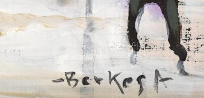 Berkes jelzéssel: Havas város. Olaj, vászon. Dekoratív fa keretben, 50×80 cm