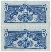 Csehszlovákia 1944. 5K (2x, sorszámkövető) T:II
Czechoslovakia 1944. 5 Korun (2x, consecutive seria...