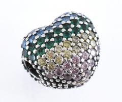 Ezüst(Ag) szív alakú charm, Pandora jelzéssel, bruttó: 3,37 g