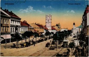 Debrecen, Ferenc József út, villamos, piac, Központi szálloda, Neumann M. üzlete
