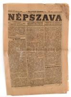 1919 Népszava XLVII. évf. 173. sz., 1919. júl. 22., a Magyar Tanácsköztársaság idejéből, 8 p., sérült, kis hiánnyal