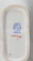 Herendi Apponyi mintás leveles tálka. Kézzel festett porcelán, jelzett, kopásnyomokkal, 15×9 cm
