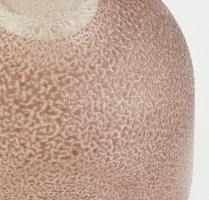 Likőrös palack, übefangos színtelen és halvány padlizsánlilás érdesfelületű üveg, szájperemén aranyo...