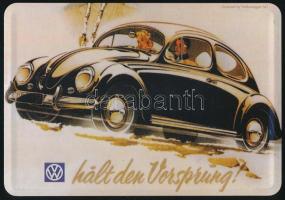 Volkswagen bogár, modern nyomat fémlemezen, 14,5x10 cm