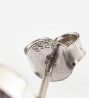 Ezüst(Ag) ovális fülbevalópár apró színes kövekkel, jelzett, h: 1,5 cm, bruttó: 2,84 g