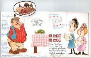 6 db MODERN humoros kinyitható képeslap / 6 modern humorous folding postcards