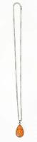 Ezüst(Ag) nyaklánc, borostyán medállal, jelzett, h: 59 cm, bruttó: 16,4 g