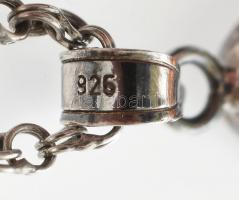 Ezüst(Ag) nyaklánc, borostyán medállal, jelzett, h: 59 cm, bruttó: 16,4 g