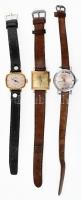 3 db régebbi női karóra (Glashütte, Zarja, Luch), bőr szíjjal, kopásnyomokkal
