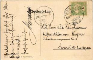 1906 Pancsova, Pancevo; Szerb templom, Hungaria szálloda, Osztrák-Magyar Bank, Népbank, rakpart, Sta...