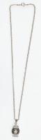 Ezüst(Ag) nyaklánc köves medállal, jelzett, h: 40 cm, bruttó: 8,4 g