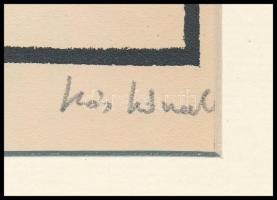 Kós Károly (1883-1977): Ház. Linómetszet, papír, utólagos jelzéssel, paszpartuban, 11×11 cm