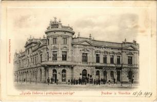 1907 Verőce, Virovitica; Zgrada stedovne i predujmovne zadruge / Takarékszövetkezet, Braca Reitter üzlete / savings bank, shop