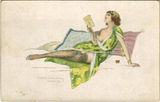 Erotic lady art postcard. Ars Parva 381-2. s: Clemency (kopott sarkak / worn corners)
