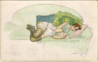 Erotic lady art postcard. Ars Parva 381-3. s: Clemency (r)